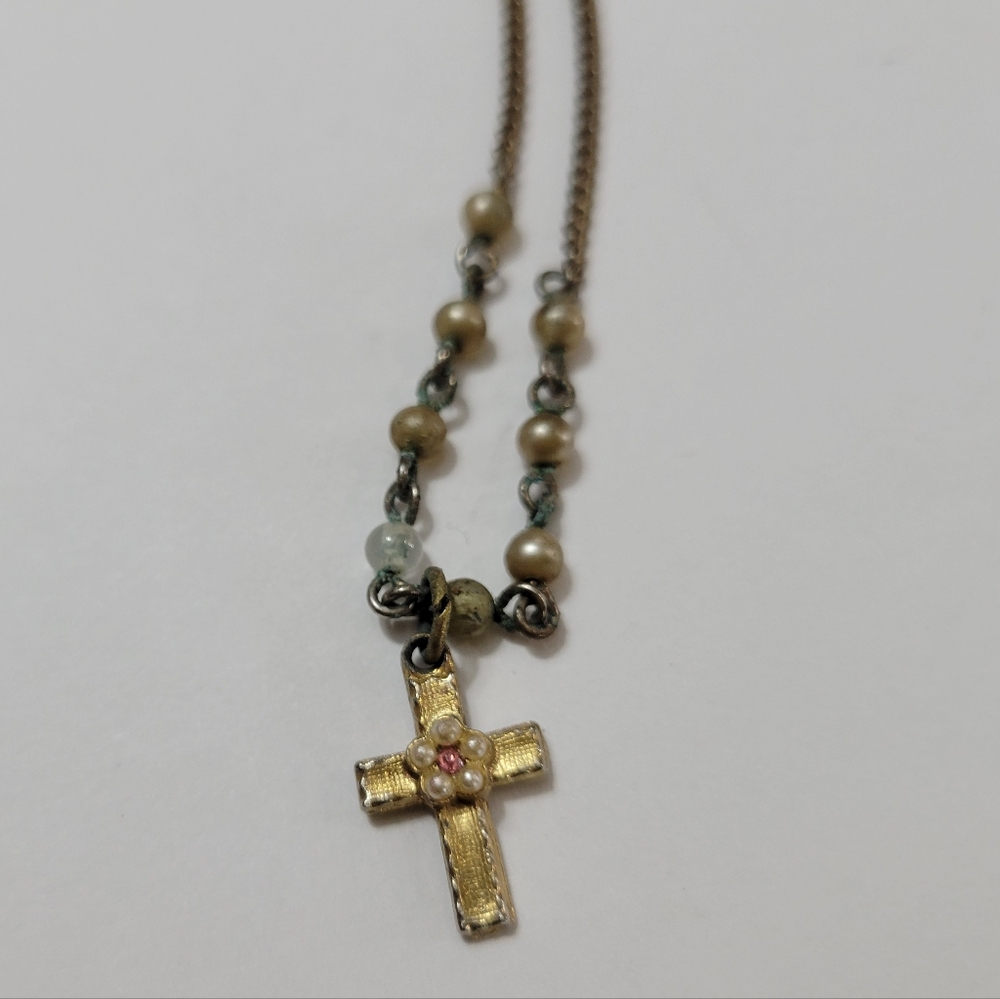 Vintage Cross Necklace and Matching Pin